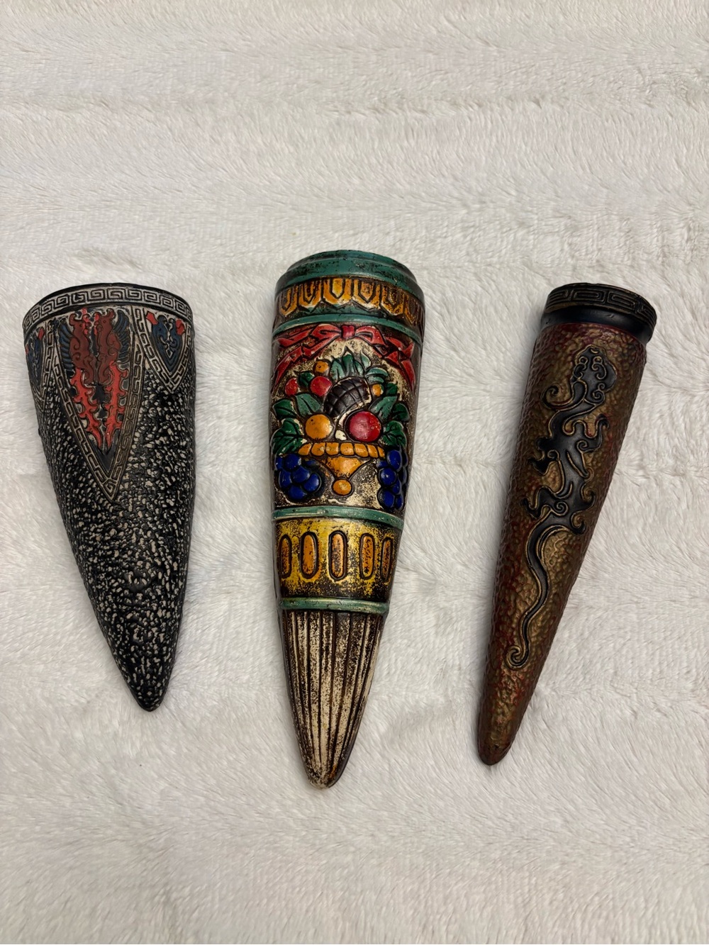 Three vintage Japanese wall pockets